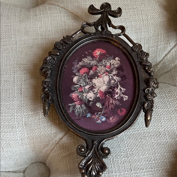Vintage Italian Miniature Ornate Brass Frames Mirror Floral and Portrait Designs - Picture 2 of 8